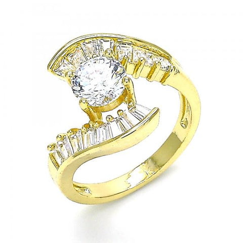 Anillo Multi Piedra 01.283.0018.08 Oro Laminado, con Zirconia Cubica Blanca, Pulido, Dorado
