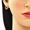 Arete Dormilona 02.156.0500.1 Oro Laminado, Diseño de Corazon, con Micro Pave Granate y Blanca, Pulido, Dorado