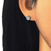 Arete Dormilona 02.336.0092 Plata Rodinada, Diseño de Ojo Griego, con Opal Topacio Azul, Esmaltado Azul Claro, Rodinado
