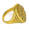 Anillo Multi Piedra 01.118.0054.08 Oro Laminado, Diseño de Flor, con Micro Pave Blanca, Pulido, Dorado