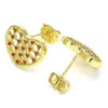 Arete Dormilona 02.156.0476.2 Oro Laminado, Diseño de Corazon, con Micro Pave Granate, Pulido, Dorado
