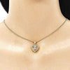 Collares con Dije 04.156.0462.1.20 Oro Laminado, Diseño de Corazon y Arco, Diseño de Corazon, con Micro Pave Granate, Pulido, Dorado