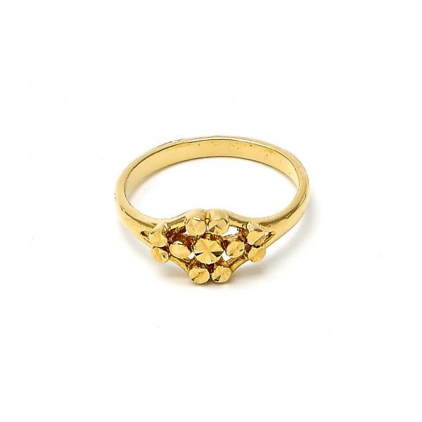 Anillo Elegante 5.174.019.06 Oro Laminado, Diseño de Flor, Diamantado, Dorado