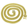 Gargantilla Básica 03.278.0003.24 Oro Laminado, Diseño de Miami Cubana, con Zirconia Cubica Blanca, Pulido, Dorado