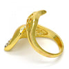 Anillo Multi Piedra 01.241.0039.07 Oro Laminado, Diseño de Flor, con Cristal Blanca, Pulido, Dorado