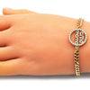 Pulsera Bolo Ajustable 03.341.0154.08 Oro Laminado, con Micro Pave Blanca y Zirconia CubicaBlanca, Pulido, Dorado