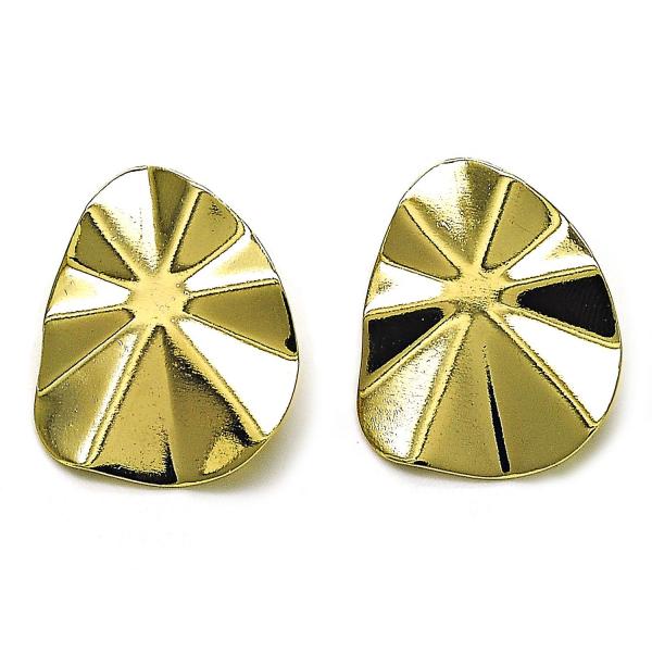 Arete Dormilona 02.385.0039 Oro Laminado, Diseño de Gota y Flor, Diseño de Gota, Pulido, Dorado