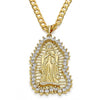 Dije Religioso 05.94.0001 Oro Laminado, Diseño de Guadalupe, con Zirconia Cubica Blanca, Pulido, Dorado