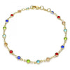 Tobillera Elegante 03.326.0004.10 Oro Laminado, con Zirconia Cubica Multicolor, Pulido, Dorado