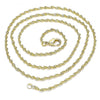 Gargantilla Básica 04.213.0225.24 Oro Laminado, Diseño de Singapore, Pulido, Dorado