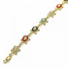Pulsera Elegante 03.351.0053.2.07 Oro Laminado, Diseño de Tortuga, con Cristal Multicolor, Pulido, Dorado