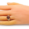 Anillo Multi Piedra 01.284.0061.07 Oro Laminado, Diseño de Oja, con  Onix Negro y Micro PaveBlanca, Pulido, Dorado