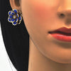 Arete Dormilona 02.64.0641.1 Oro Laminado, Diseño de Flor, con Cristal Zafiro Azul y Blanca, Pulido, Dorado