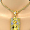 Collares con Dije 04.242.0012.30GT Tono Dorado, Diseño de Rope, con Cristal Blanca, Pulido, Dorado
