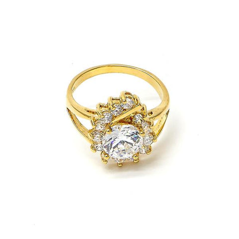 Anillo Multi Piedra 120.016.4.09 Oro Laminado, con Zirconia Cubica Blanca, Pulido, Dorado