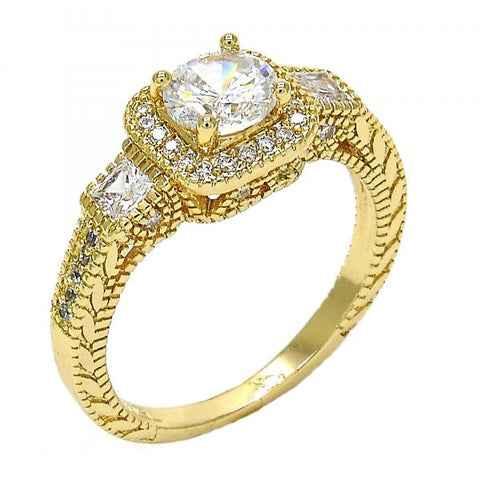 Anillo Multi Piedra 01.94.0005.08 Oro Laminado, con Zirconia Cubica Blanca, Pulido, Dorado