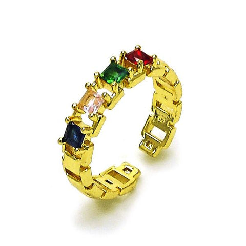 Anillo Multi Piedra 01.196.0013 Oro Laminado, con Zirconia Cubica Multicolor, Pulido, Dorado