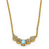 Collares con Dije 04.213.0035.2.16 Oro Laminado, con Zirconia Cubica Turquesa y Blanca, Pulido, Dorado