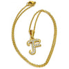 Collares con Dije 04.238.0005.18 Acero Inoxidable, Diseño de Iniciales y Rolo, Diseño de Iniciales, con Cristal Blanca, Pulido, Dorado