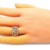 Anillo Multi Piedra 01.253.0010.1.08 Oro Laminado, Diseño de Elefante, con Zirconia Cubica Blanca, Pulido, Tricolor