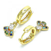Argolla Huggie 02.210.0541.1.15 Oro Laminado, Diseño de Abeja, con Micro Pave Multicolor y Zirconia CubicaBlanca, Pulido, Dorado