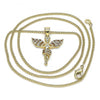 Collares con Dije 04.156.0438.1.20 Oro Laminado, Diseño de Angel, con Micro Pave Granate y Blanca, Pulido, Dorado