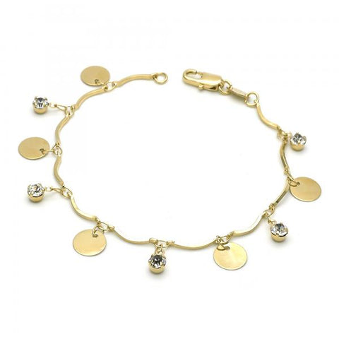 Pulsera de Dije 03.63.1065.07 Oro Laminado, con Zirconia Cubica Blanca, Diamantado, Dorado