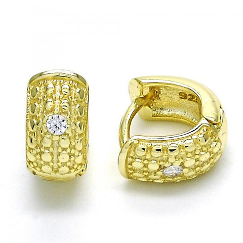 Argolla Huggie 02.186.0125.12 Plata Rodinada, con Zirconia Cubica Blanca, Pulido, Dorado