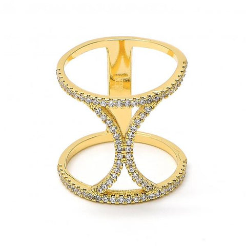 Anillo Multi Piedra 01.166.0029.09 Oro Laminado, con Zirconia Cubica Blanca, Pulido, Dorado