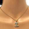 Collares con Dije 04.238.0004.18 Acero Inoxidable, Diseño de Iniciales y Rolo, Diseño de Iniciales, con Cristal Blanca, Pulido, Dorado