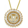Collares con Dije 04.210.0023.20 Oro Laminado, Diseño de Iniciales, con Zirconia Cubica Blanca, Pulido, Dorado