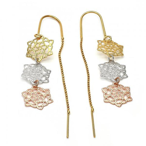 Arete Violador 5.095.004 Oro Laminado, Diseño de Estrella, Pulido, Tricolor