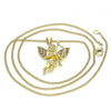 Collares con Dije 04.156.0434.1.20 Oro Laminado, Diseño de Angel, con Micro Pave Granate y Blanca, Pulido, Dorado