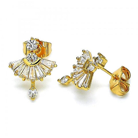 Arete Dormilona 02.387.0094 Oro Laminado, con Zirconia Cubica Blanca, Pulido, Dorado