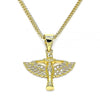 Collares con Dije 04.156.0439.18 Oro Laminado, Diseño de Angel, con Micro Pave Blanca, Pulido, Dorado