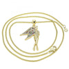 Collares con Dije 04.344.0021.2.20 Oro Laminado, Diseño de Angel, con Micro Pave Multicolor, Pulido, Dorado