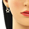 Argolla Huggie 02.210.0470.12 Oro Laminado, Diseño de Estrella y Paperclip, Diseño de Estrella, con Zirconia Cubica Blanca, Pulido, Dorado