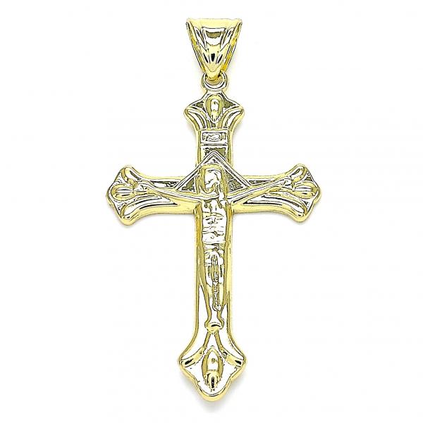 Dije Religioso 05.100.0006 Oro Laminado, Diseño de Crucifijo, Pulido, Dorado