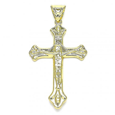Dije Religioso 05.100.0006 Oro Laminado, Diseño de Crucifijo, Pulido, Dorado