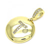Dije Elegante 05.341.0014 Oro Laminado, Diseño de Iniciales, con Zirconia Cubica Blanca, Pulido, Dorado