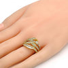 Anillo Multi Piedra 01.99.0024.08 Oro Laminado, con Zirconia Cubica Blanca y Micro PaveBlanca, Pulido, Dorado