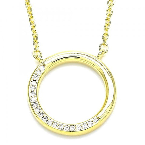 Collares con Dije 04.336.0007.2.16 Plata Rodinada, con Zirconia Cubica Blanca, Pulido, Dorado