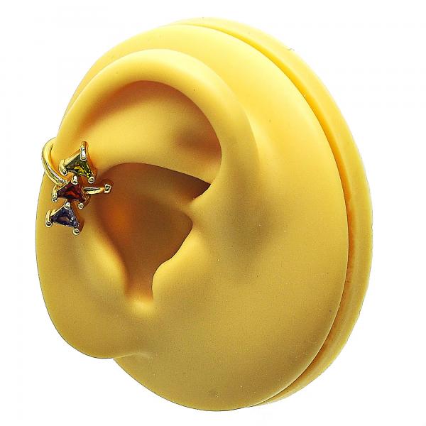 Arete Orejera 02.210.0690.1 Oro Laminado, con Zirconia Cubica Multicolor, Pulido, Dorado