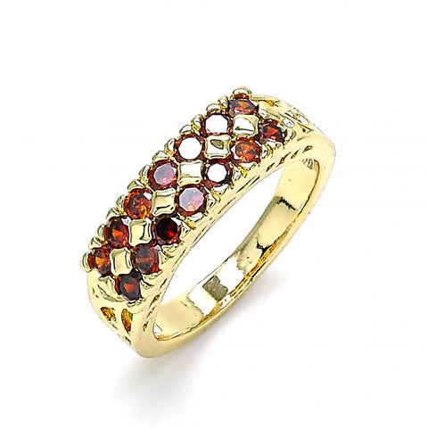 Anillo Multi Piedra 01.346.0023.2.08 Oro Laminado, con Zirconia Cubica Granate, Pulido, Dorado