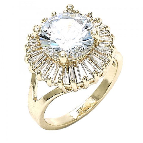 Anillo Multi Piedra 01.210.0103.07 Oro Laminado, con Zirconia Cubica Blanca, Pulido, Dorado