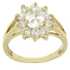Anillo Multi Piedra 5.055.007.08 Oro Laminado, Diseño de Flor, con Zirconia Cubica Blanca, Pulido, Dorado