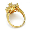 Anillo Multi Piedra 01.210.0015.09 Oro Laminado, Diseño de Flor, con Zirconia Cubica Blanca, Pulido, Dorado
