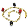 Pulsera de Dije 03.63.2070.08 Oro Laminado, Diseño de Ojo Griego, Pulido Rojo, Dorado