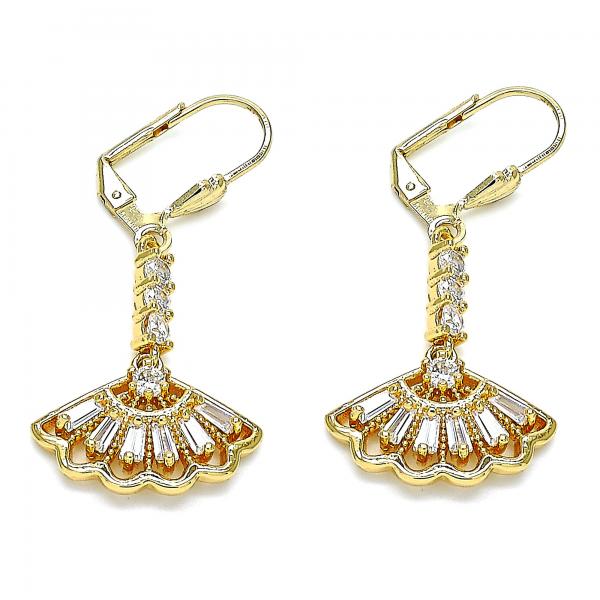 Arete Largo 02.387.0039 Oro Laminado, con Zirconia Cubica Blanca, Pulido, Dorado
