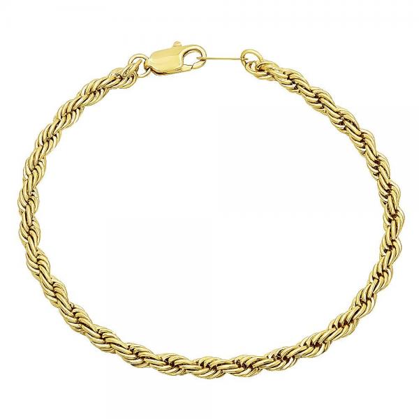 Pulsera Básica 5.222.034.07 Oro Laminado, Diseño de Rope, Pulido, Dorado